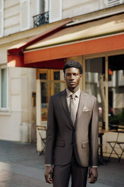 Costume 2 boutons laine majoritaire marron - IZAC