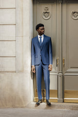 Costume 2 boutons laine majoritaire bleu - IZAC