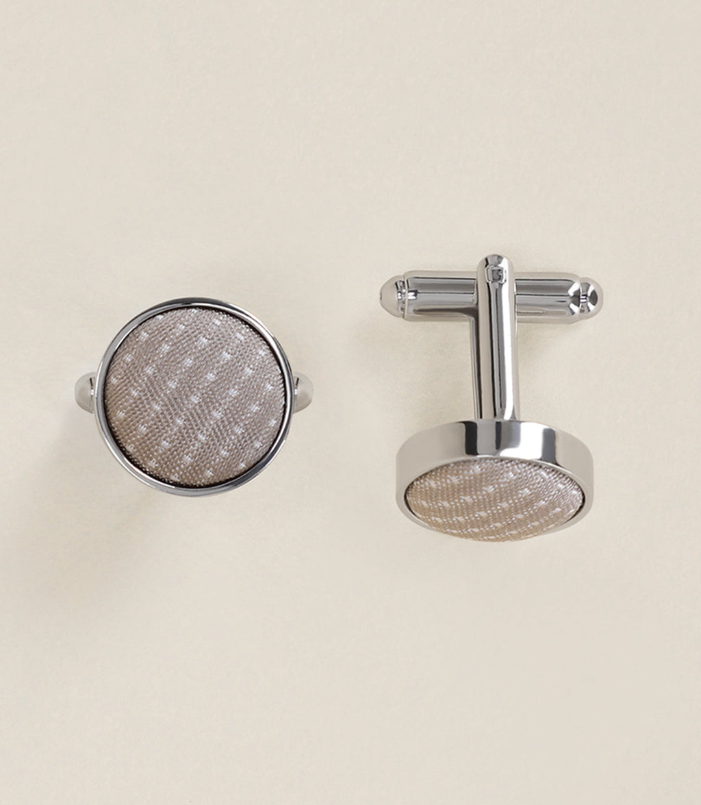 Boutons de manchette en soie beige - IZAC