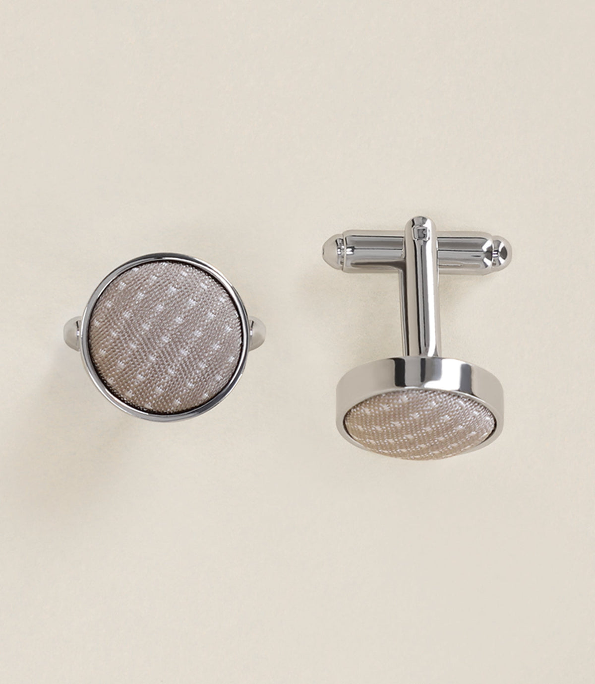 Boutons de manchette en soie beige - IZAC