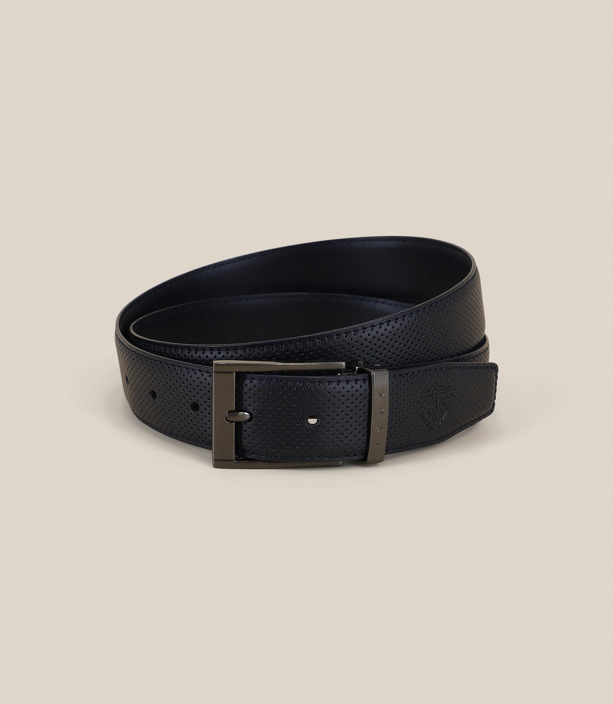 Ceinture en cuir avec sangle réversible marine - IZAC