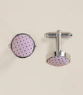 Boutons de manchette en soie et métal rose - IZAC