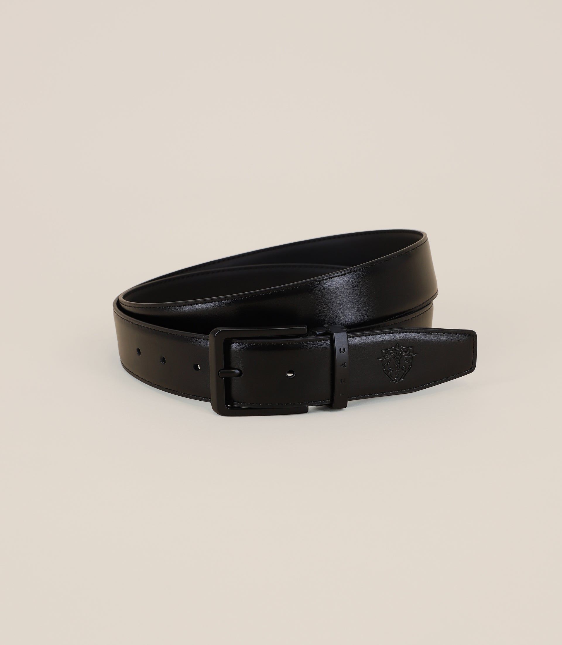 Ceinture 100% cuir ajustable noire - IZAC