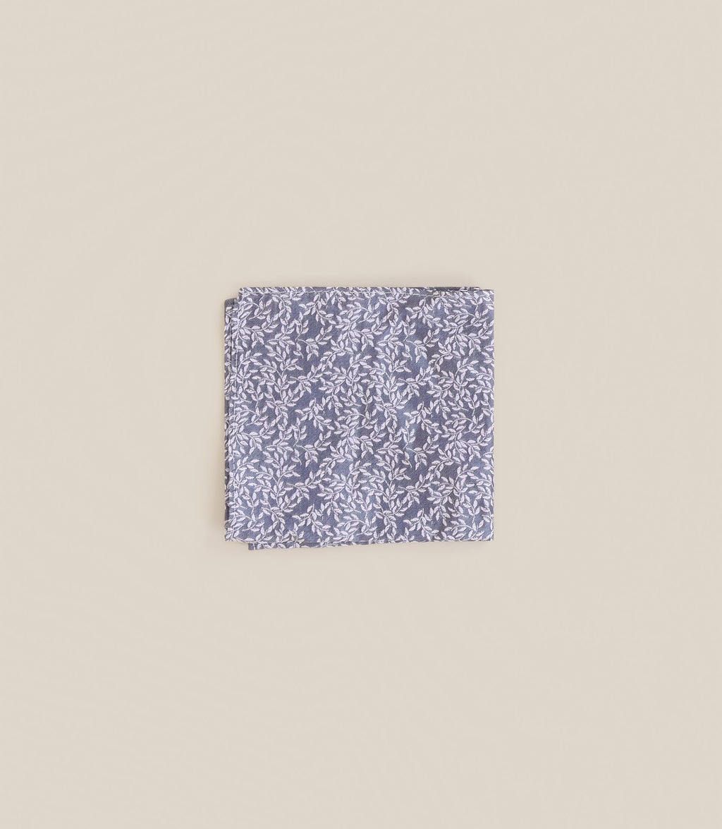 Pochette fantaisie feuillage bleue - IZAC