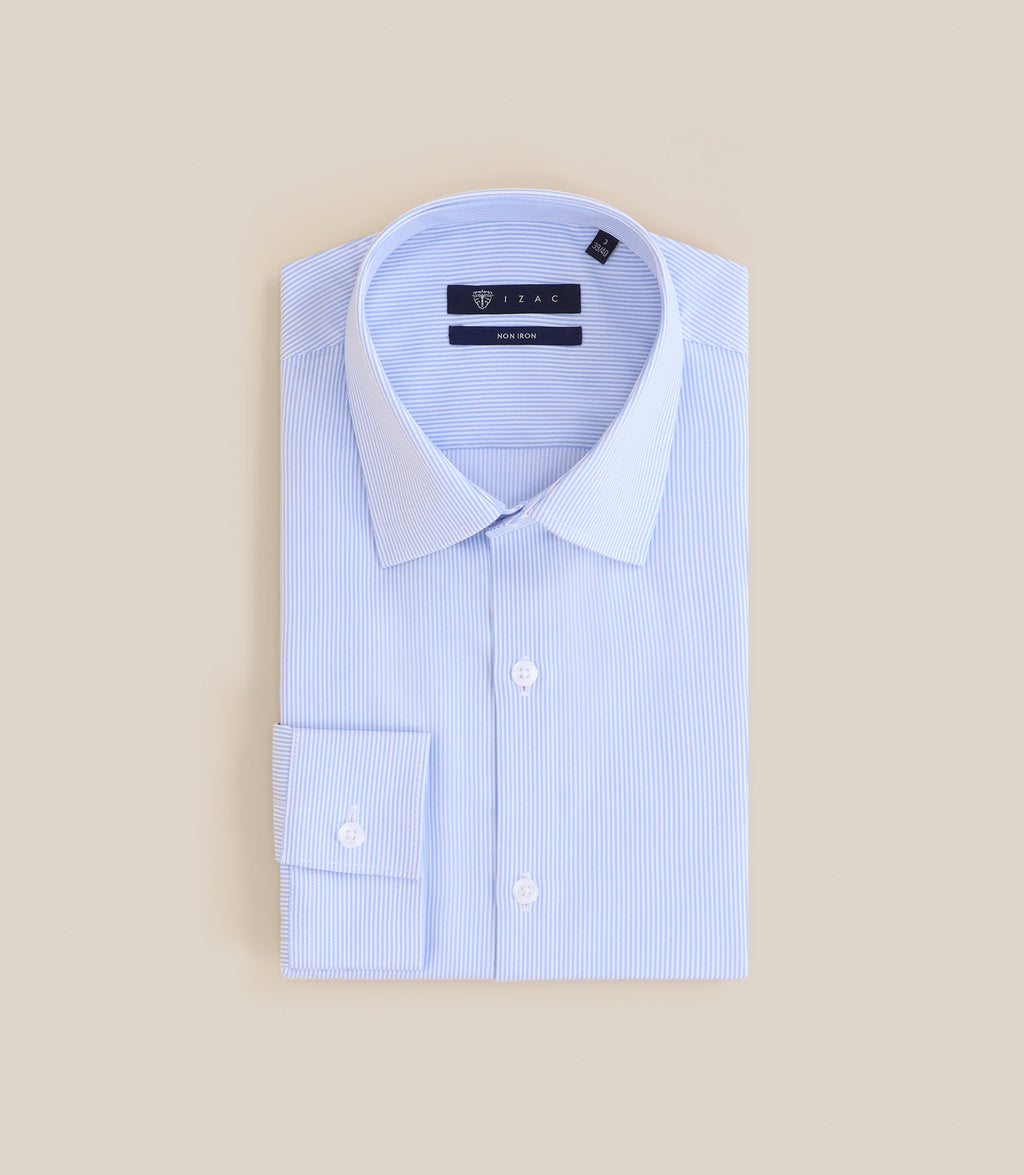 Chemise ville non iron bleue - IZAC