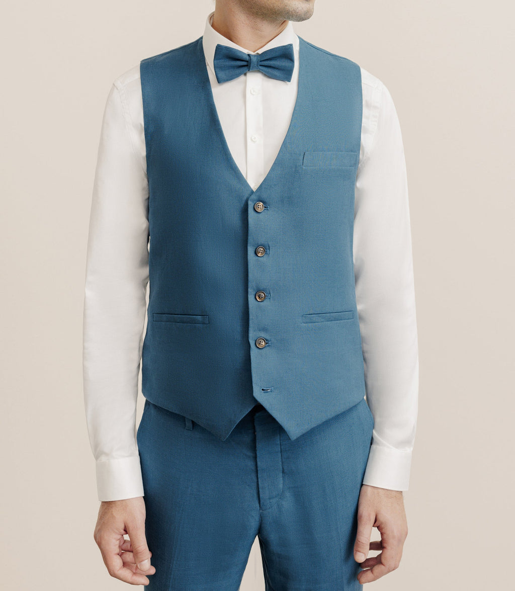 Gilet 100% lin bleu vert - IZAC