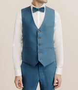 Gilet 100% lin bleu vert - IZAC