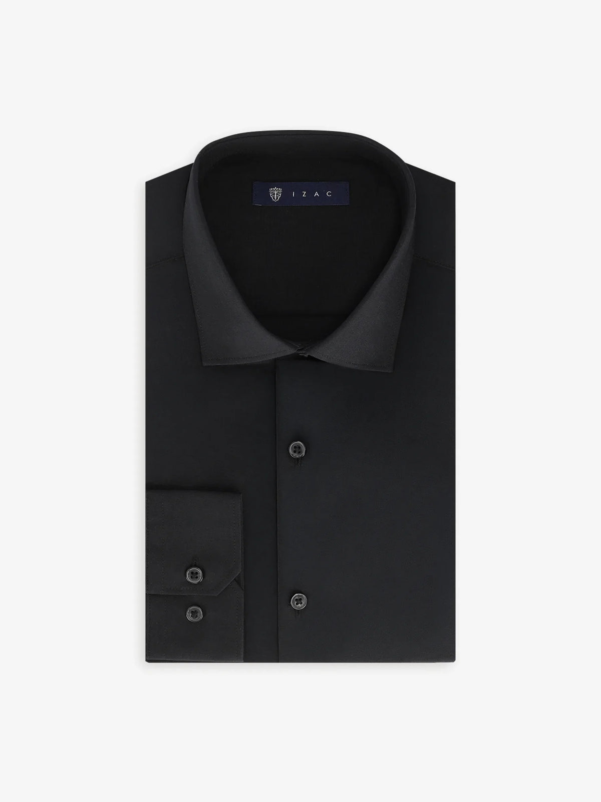 Chemise ville en satin noir - IZAC