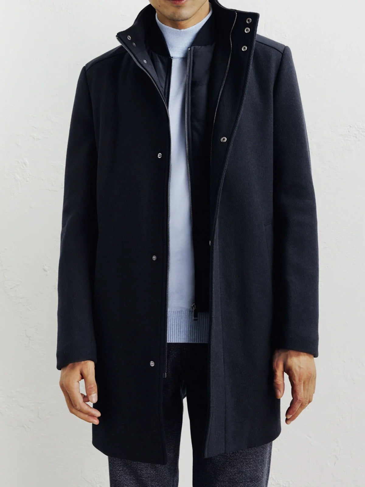 Manteau ville en laine marine - IZAC