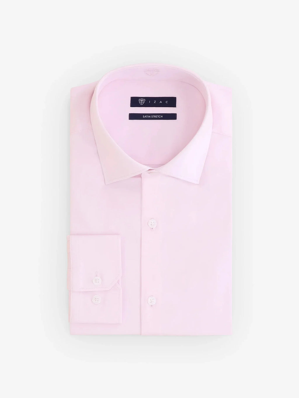 Chemise slim en satin de coton rose clair - IZAC