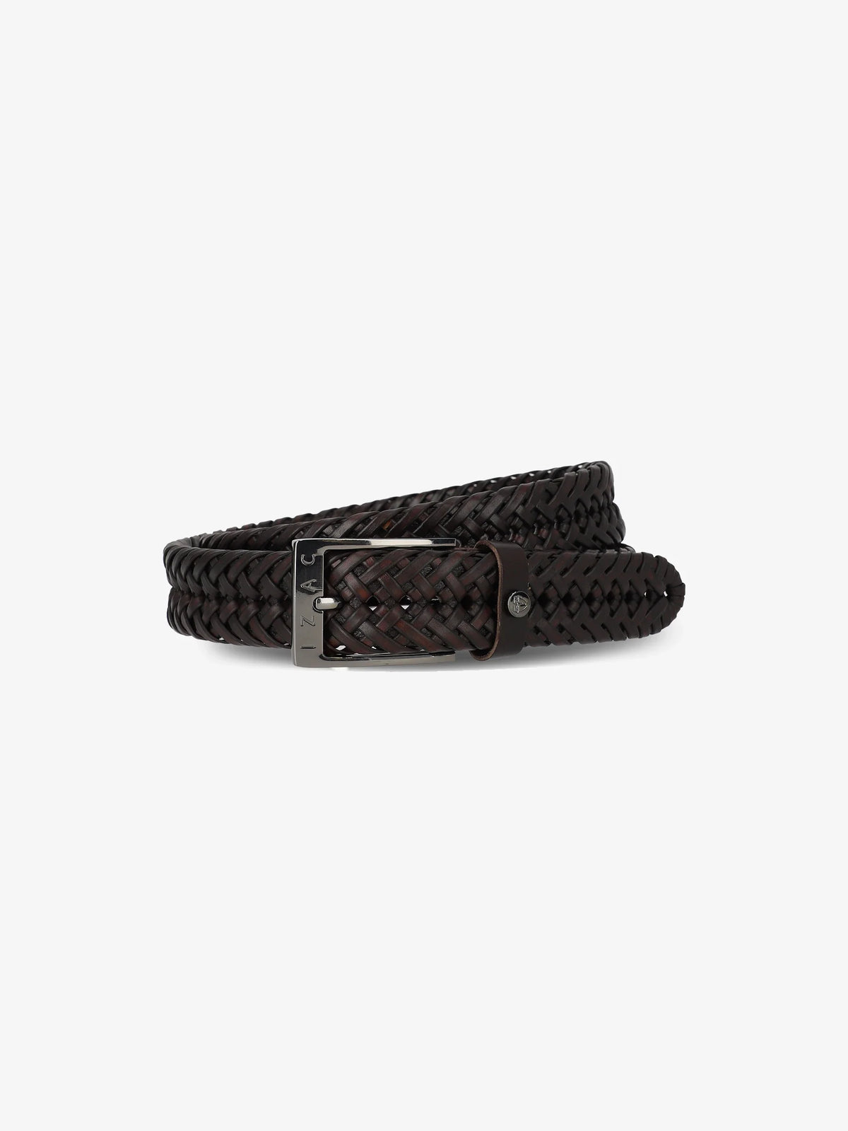 Ceinture tressée en cuir marron - IZAC