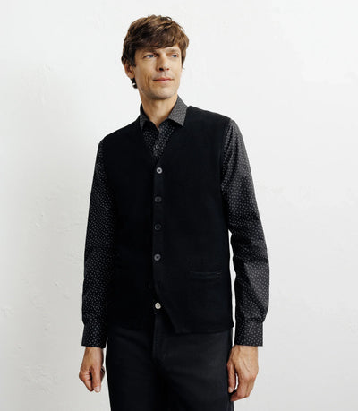 Gilet sans manches boutonné jeux de points noir - IZAC