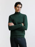 Pull col roulé en laine mérinos vert foncé - IZAC