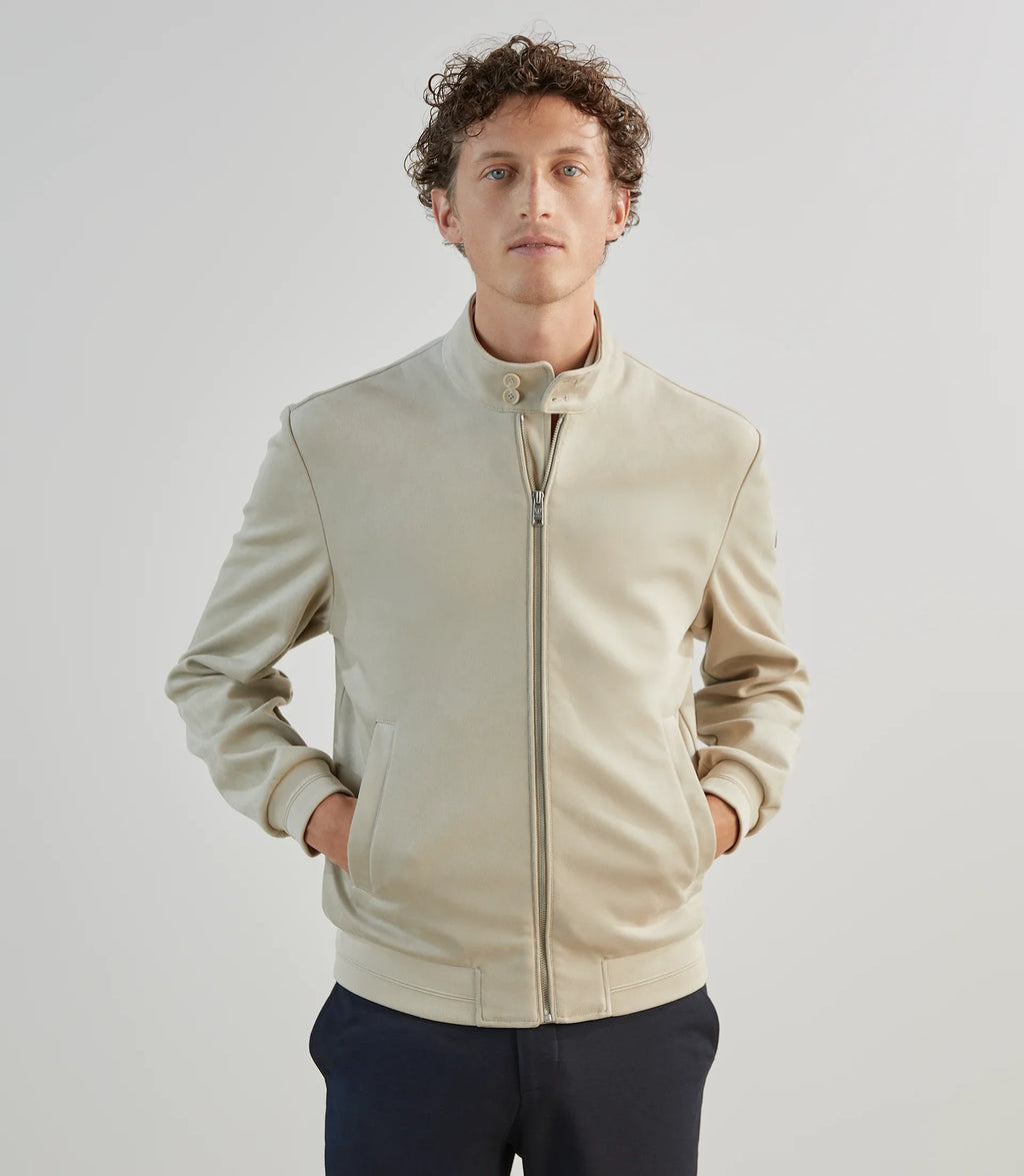 Blouson col montant en suède ecru - IZAC