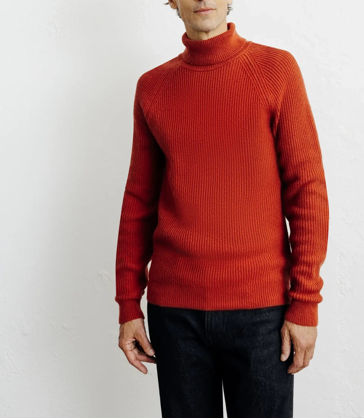 Pull col roulé uni rouge clair - IZAC