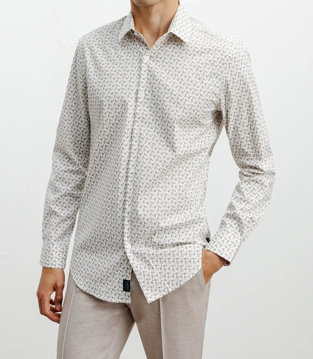 Chemise casual à imprimé fleurs beige - IZAC