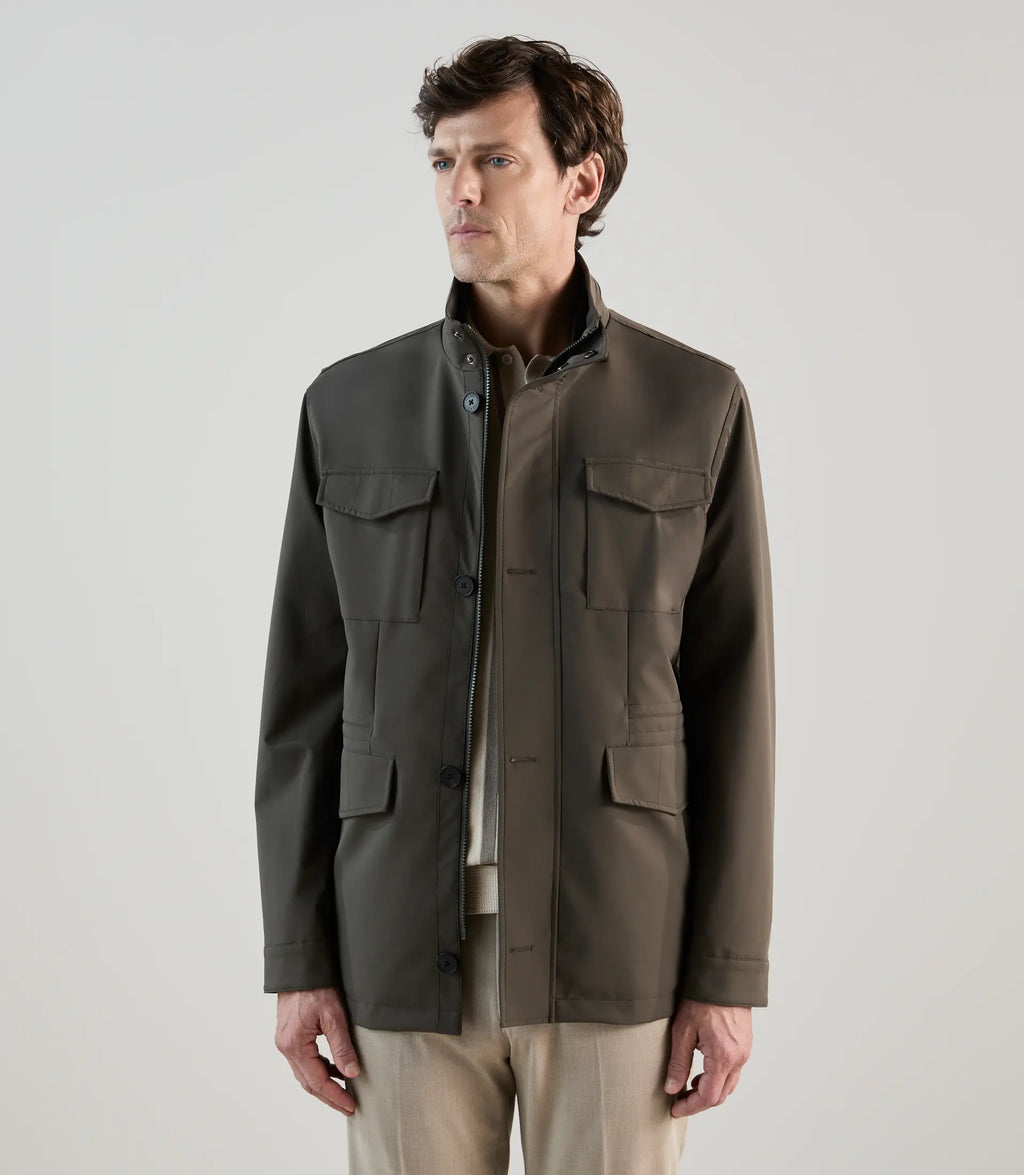 Parka courte col montant kaki foncé - IZAC