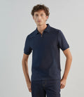 Polo col zip en jeu de points marine - IZAC