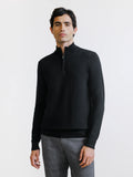 Pull demi zippé mérinos noir - IZAC