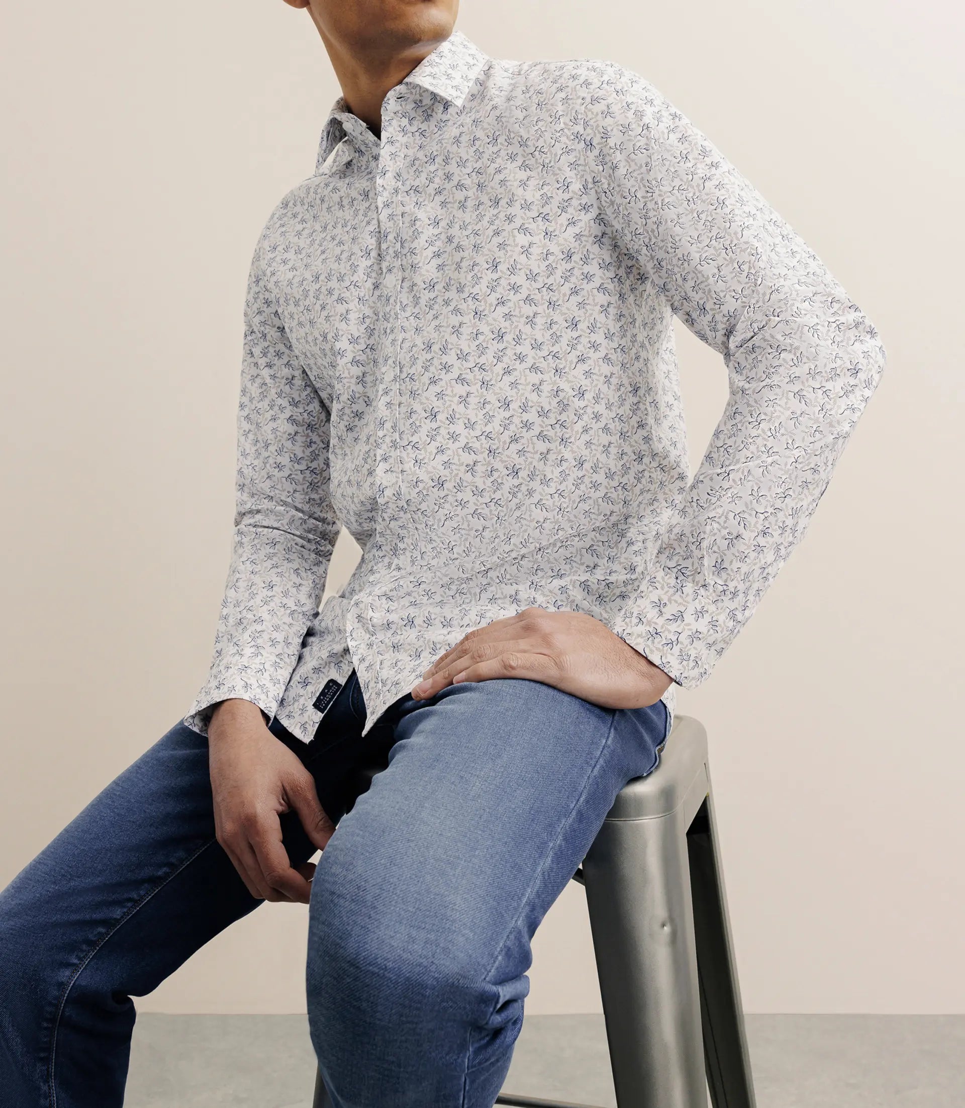 Chemise imprimée à fleurs blanche - IZAC