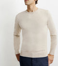 Pull col rond en coton beige - IZAC