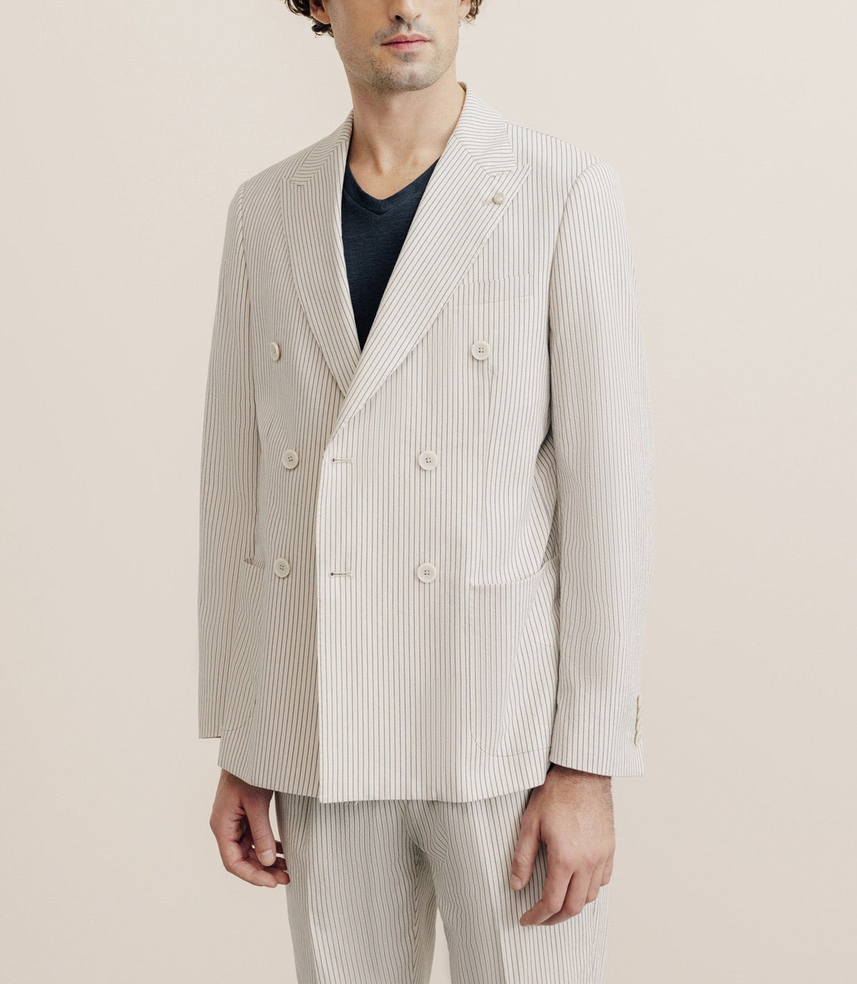 Veste ville croisée 6 boutons beige - IZAC