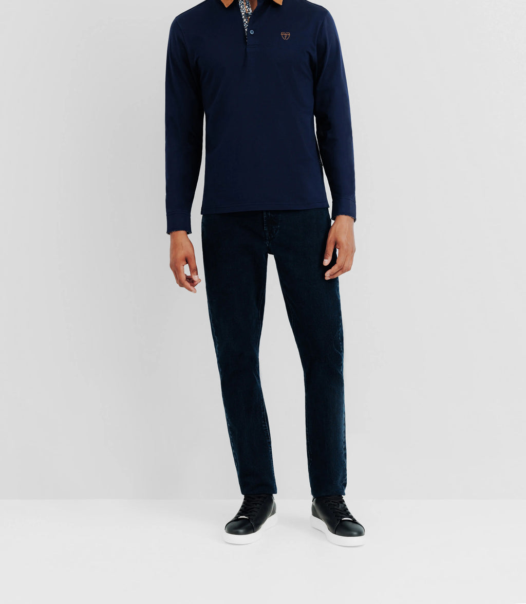 Polo col suède marine - IZAC