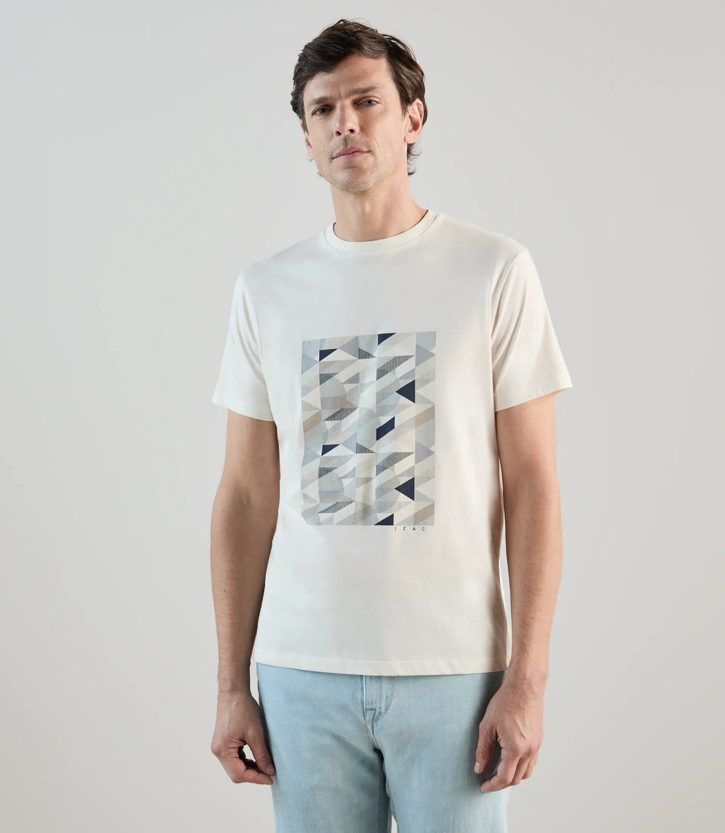 T-shirt à manches courtes avec print écru - IZAC