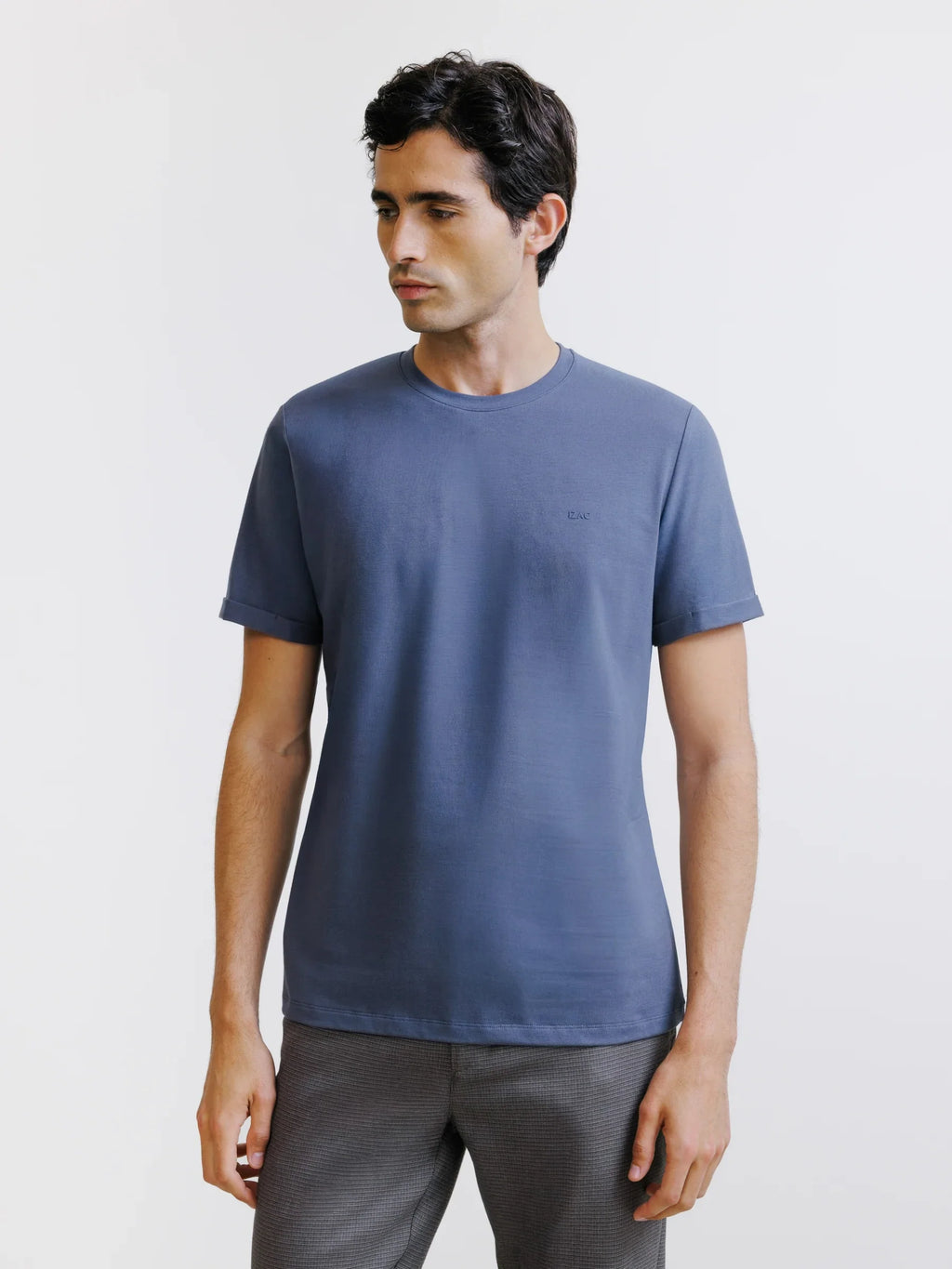T-shirt col rond bleu gris - IZAC