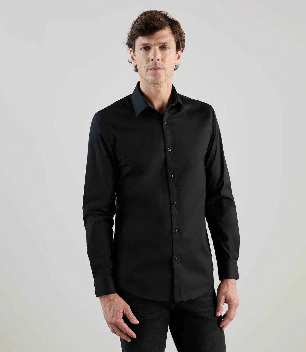 Chemise ville avec coudières noire - IZAC