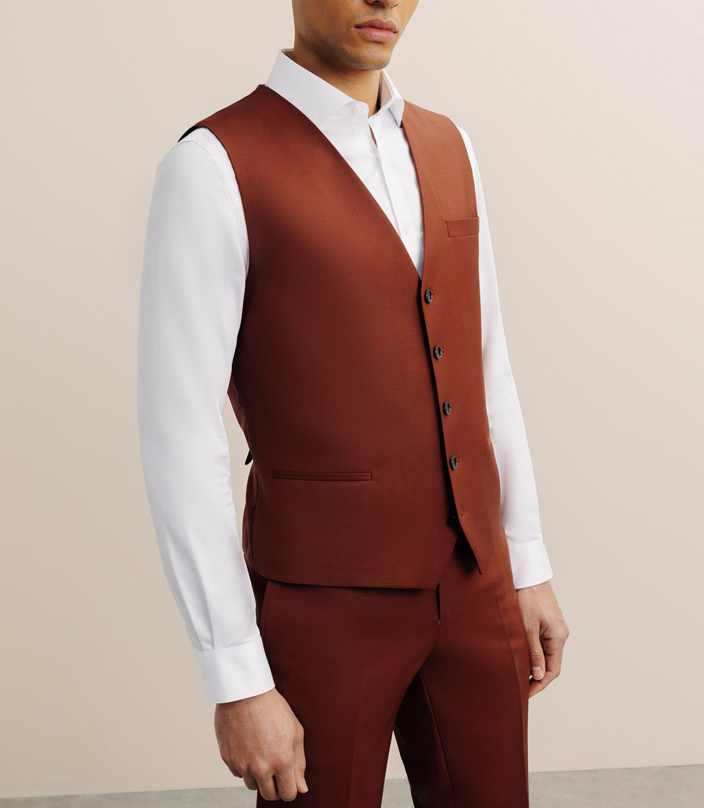 Gilet ville en laine majoritaire terracotta - IZAC