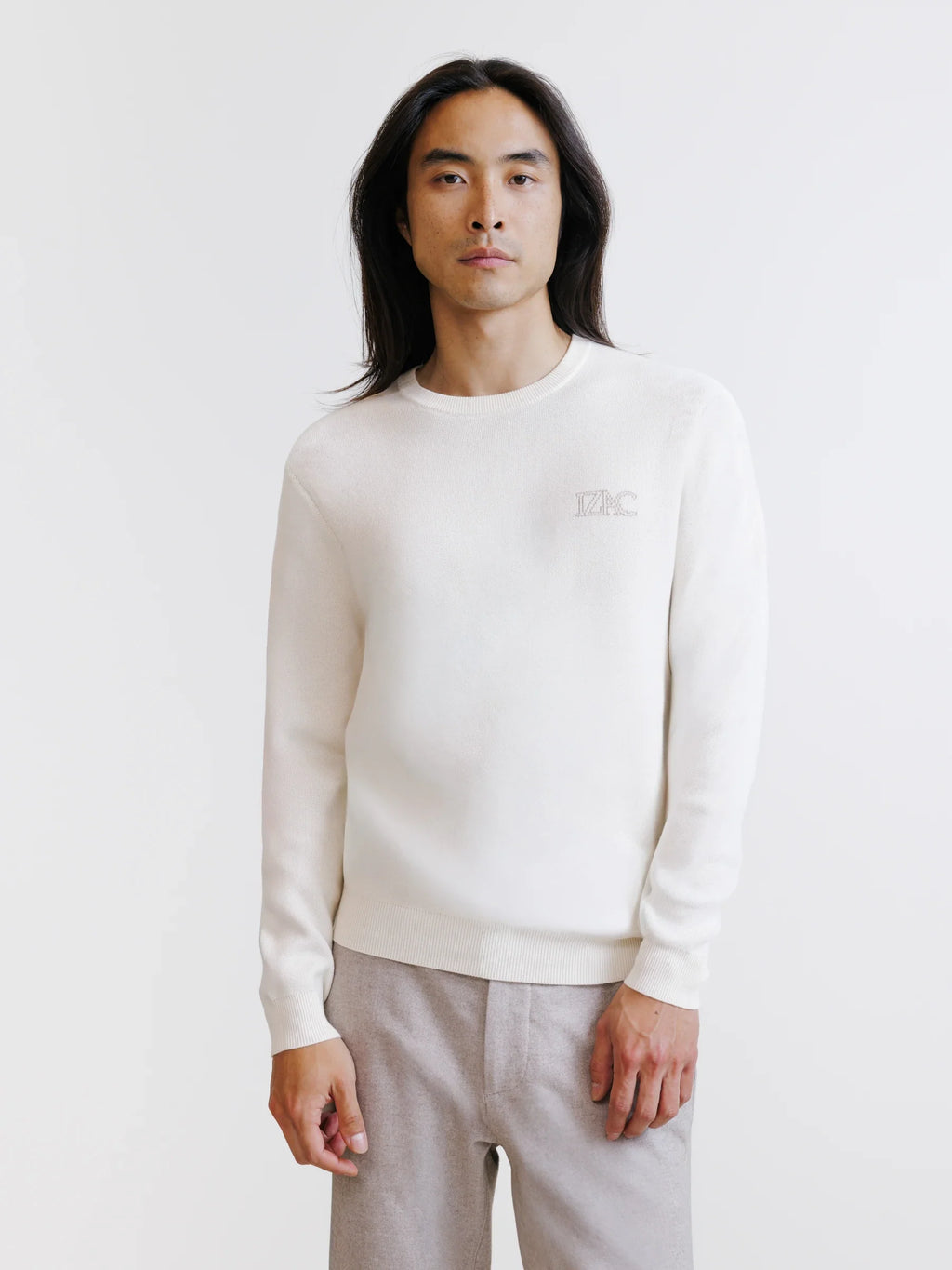 Pull jaquard col rond écru - IZAC