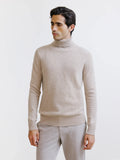 Pull en laine col roulé beige - IZAC