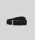 Ceinture tressée en cuir nubuck marine - IZAC