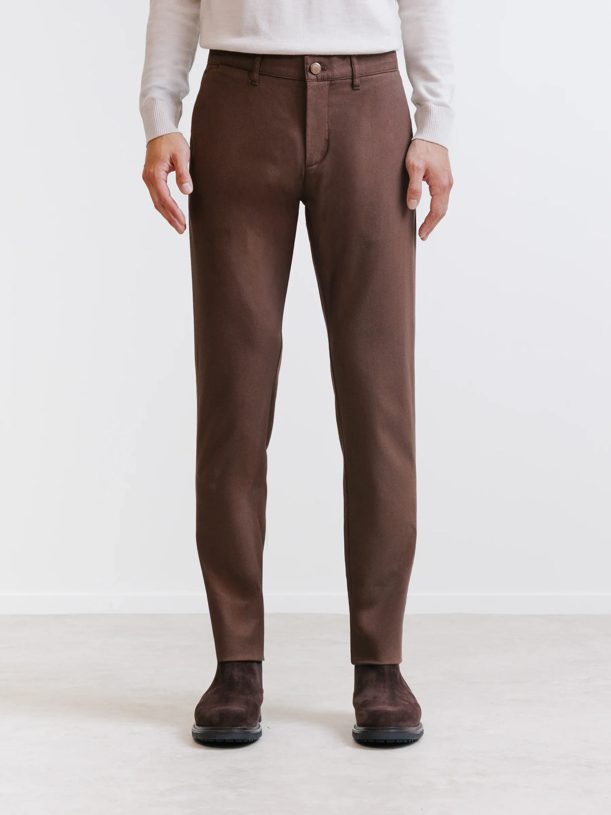 Pantalon chino armuré chocolat - IZAC