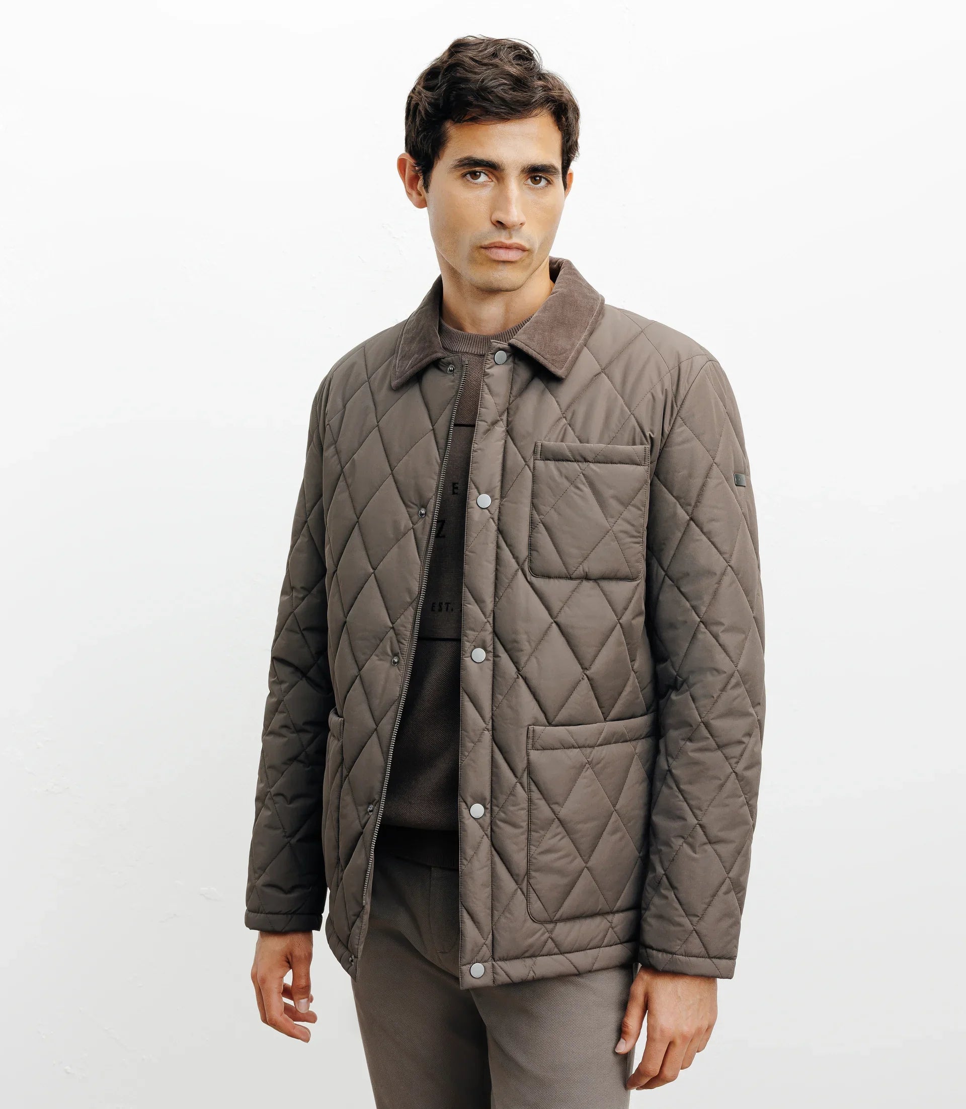 Blouson col chemise taupe - IZAC
