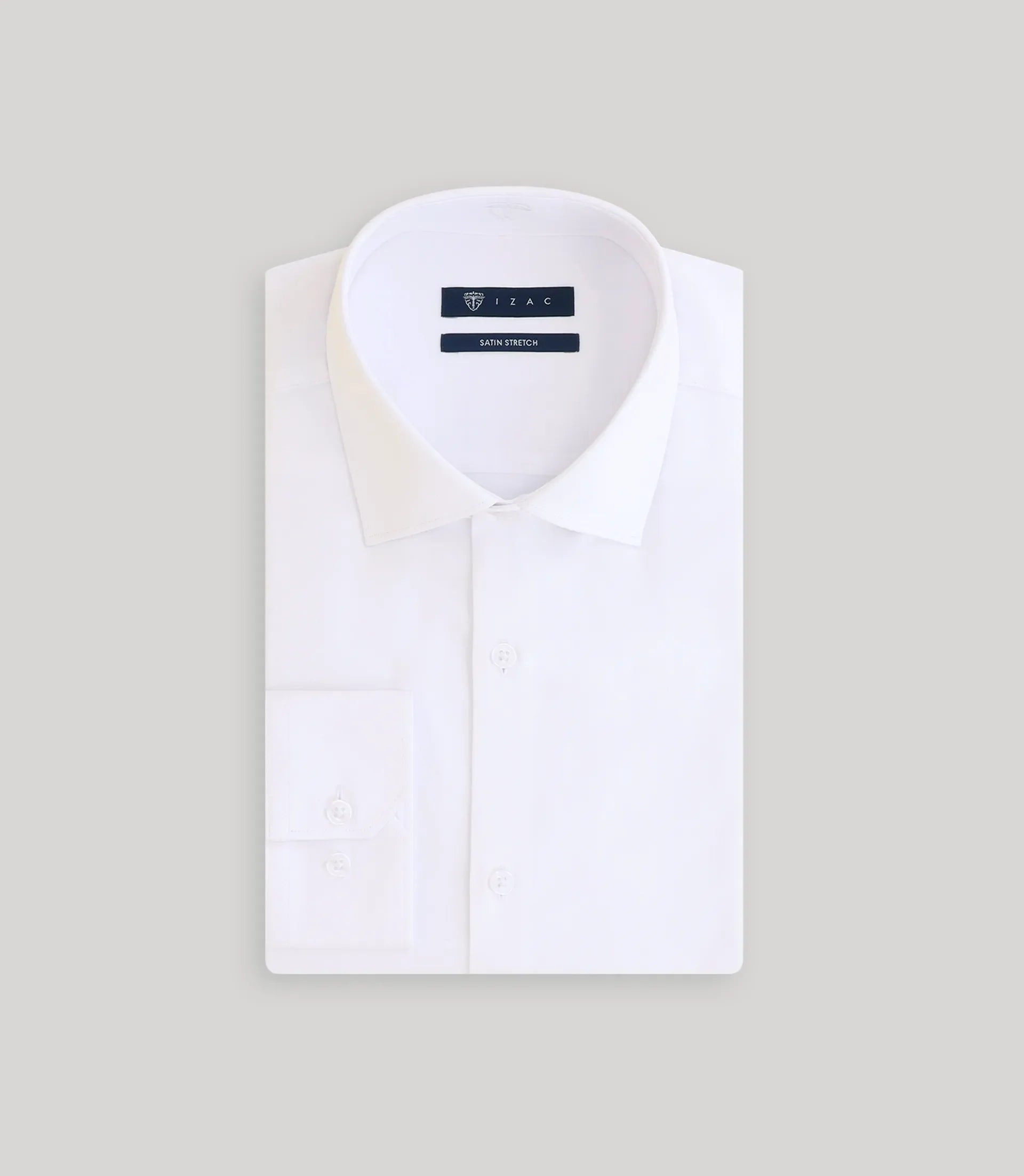 Chemise slim en satin de coton blanche - IZAC