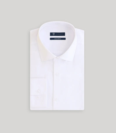 Chemise slim en satin de coton blanche - IZAC