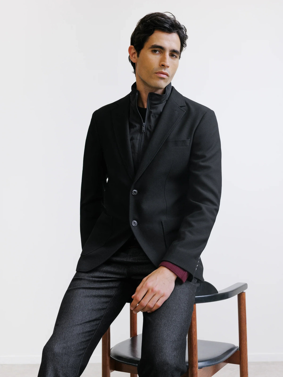 Veste en tissu armuré noire - IZAC