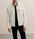 Blouson col chemise en suédine écru - IZAC
