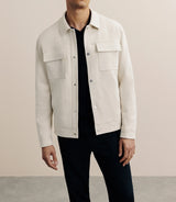 Blouson col chemise en suédine écru - IZAC