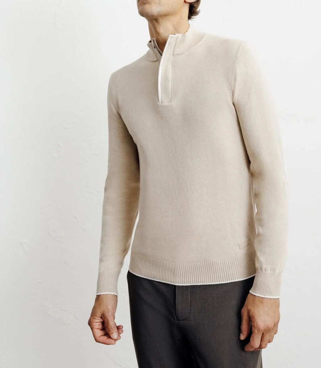 Pull col montant demi zippé beige - IZAC
