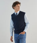 Pull sans manches en maille côtelée marine - IZAC