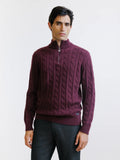 Pull col montant demi-zip bordeaux - IZAC