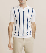 Polo en maille à rayures blanc - IZAC