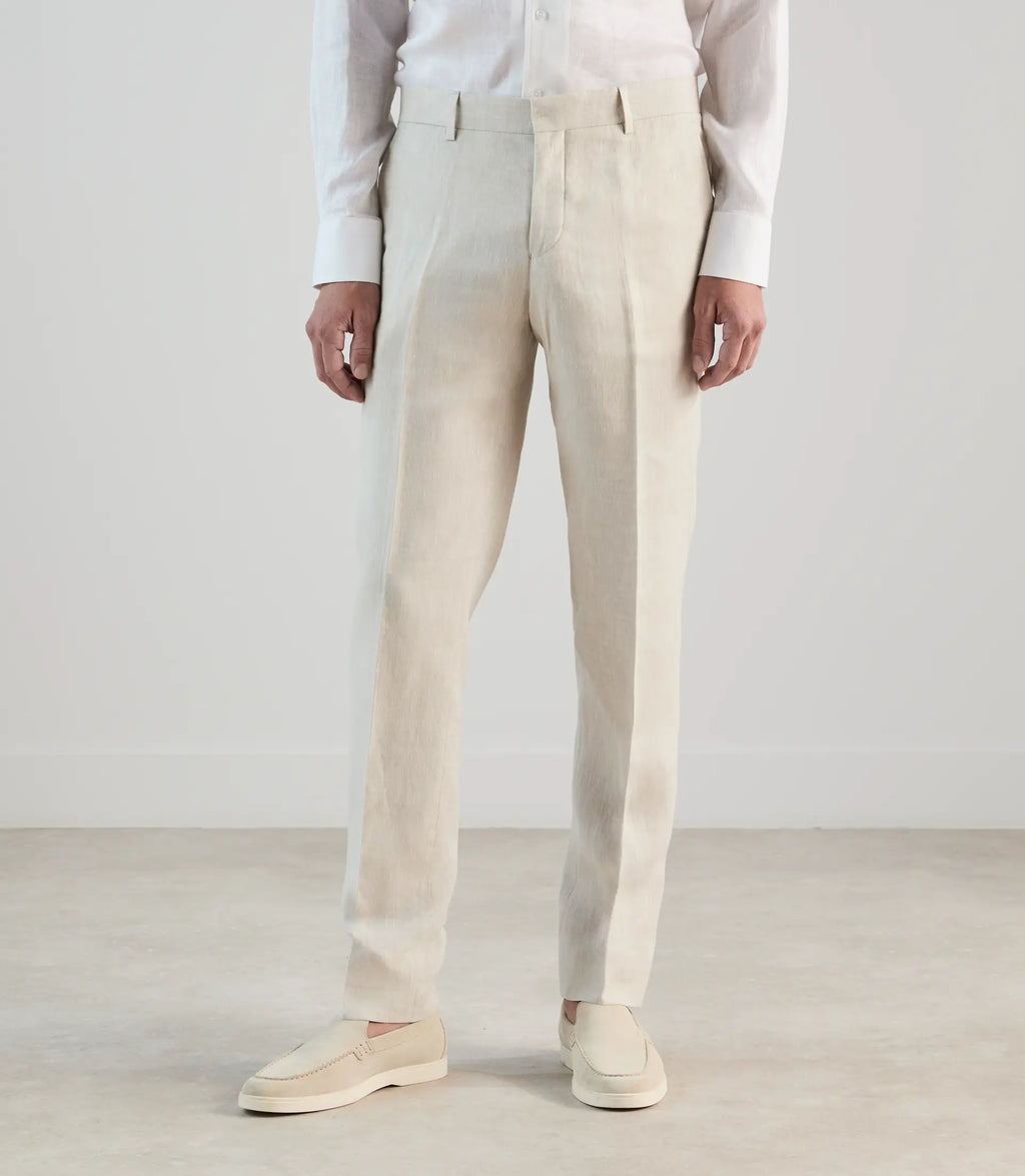 Pantalon ville 100% lin beige - IZAC