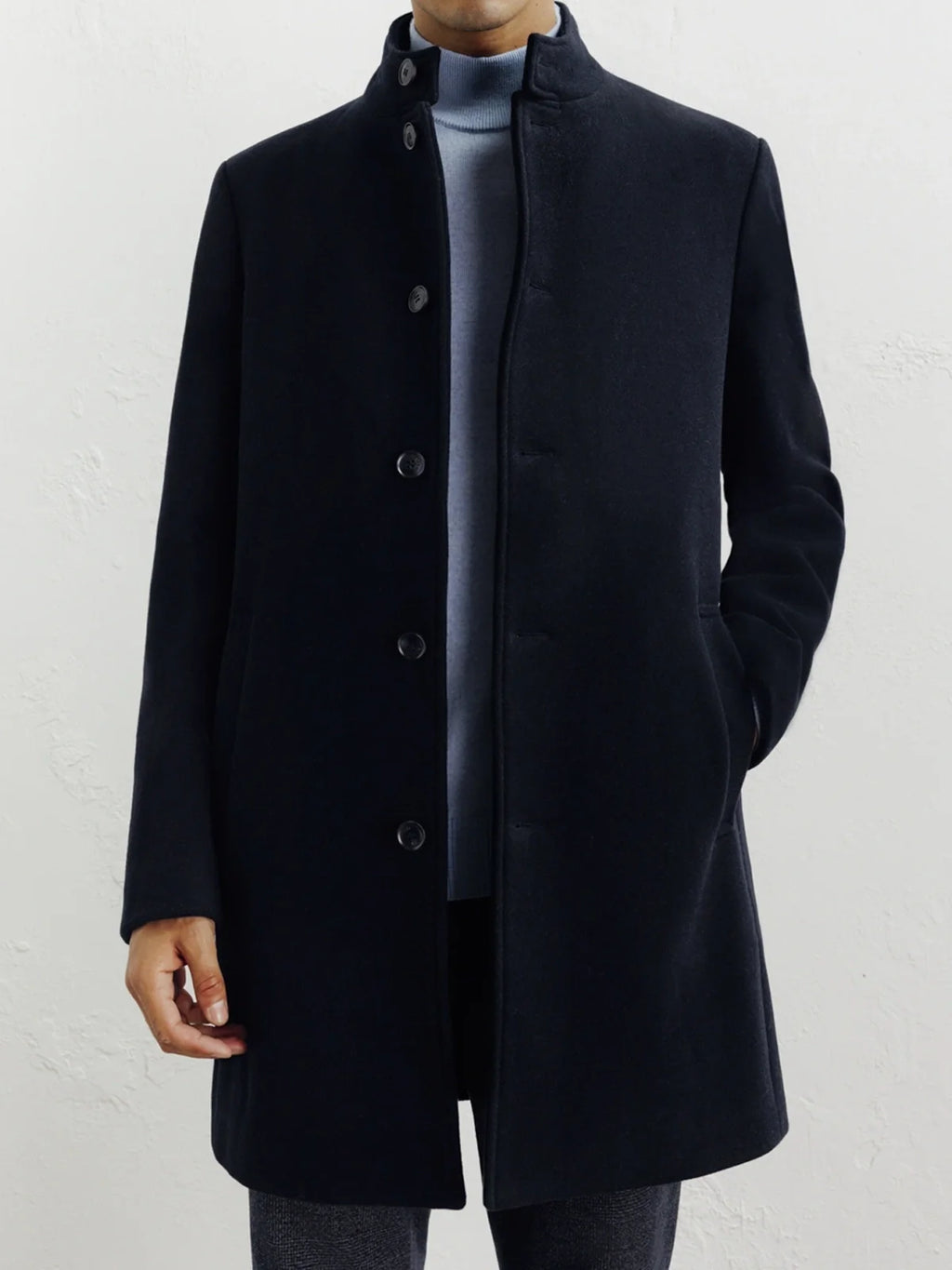 Manteau ville à col mao marine - IZAC
