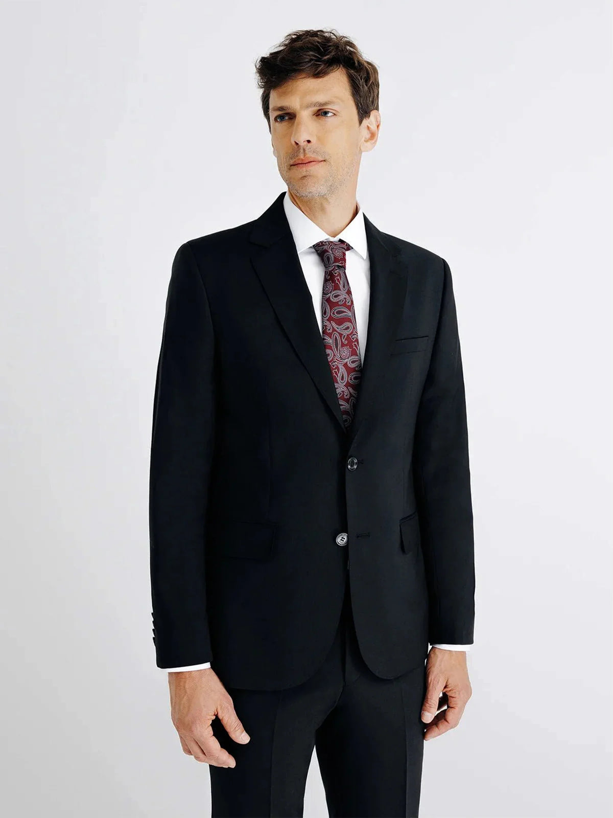 Costume 2 boutons en laine noir - IZAC