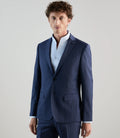 Costume 2 boutons en laine majoritaire bleu denim - IZAC