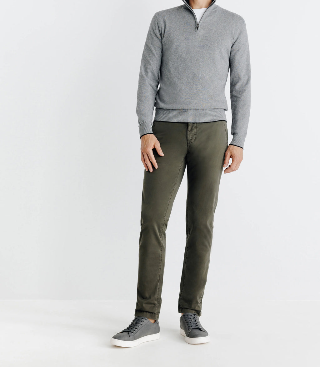 Pull coton/cachemire col zippé gris - IZAC